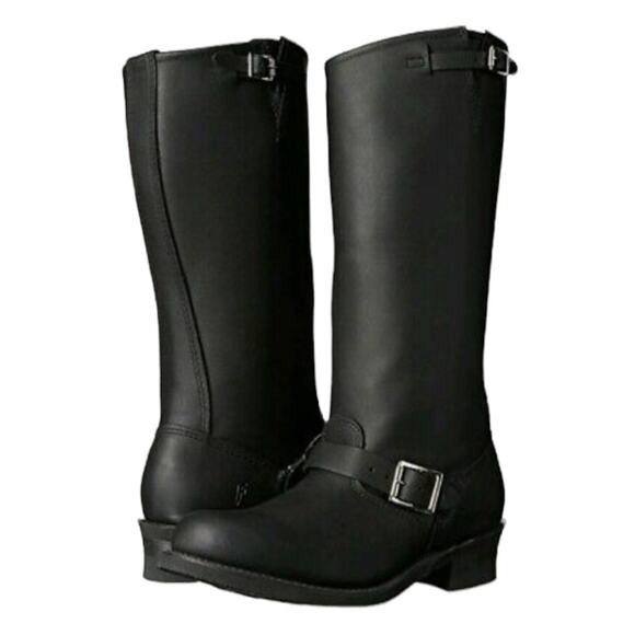 Frye Tall Engineer Boots 15R Black Leather Women’s Size 5 1/2 New With Tags - Picture 1 of 14